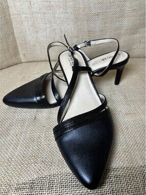 Life Stride Soft System Closed Toe  ARLO Heels Black Size 9W Strappy